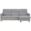 ECKSOFA Hellgrau Plüsch  - Hellgrau/Schwarz, KONVENTIONELL, Textil/Metall (254/190cm) - Livetastic
