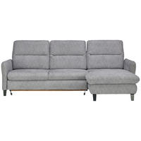 ECKSOFA Hellgrau Plüsch  - Hellgrau/Schwarz, KONVENTIONELL, Textil/Metall (254/190cm) - Livetastic