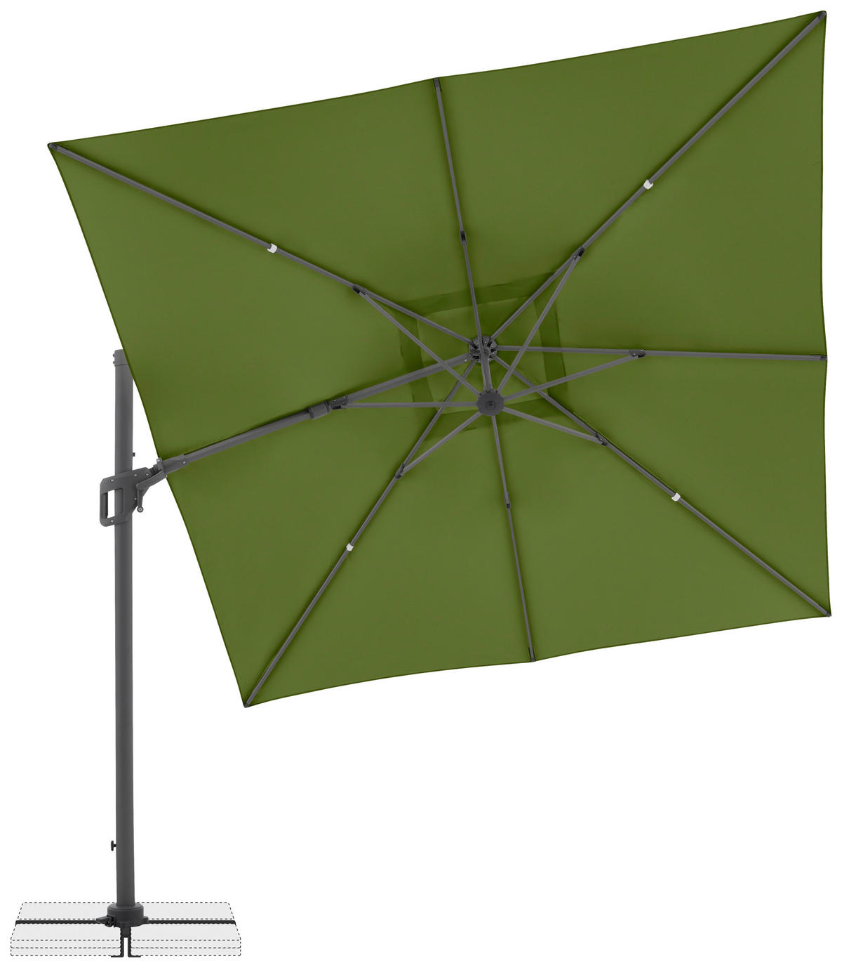 AMPELSCHIRM 300x300 cm  - Anthrazit/Grün, Design, Textil/Metall (300/300cm) - Amatio