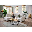 ECKSOFA inkl. Funktionen Weiß Samt  - Weiß, Natur, Holz/Textil (206/261cm) - Venda