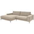 ECKSOFA in Feincord Sandfarben  - Sandfarben/Schwarz, Design, Textil/Metall (207/293cm) - Dieter Knoll