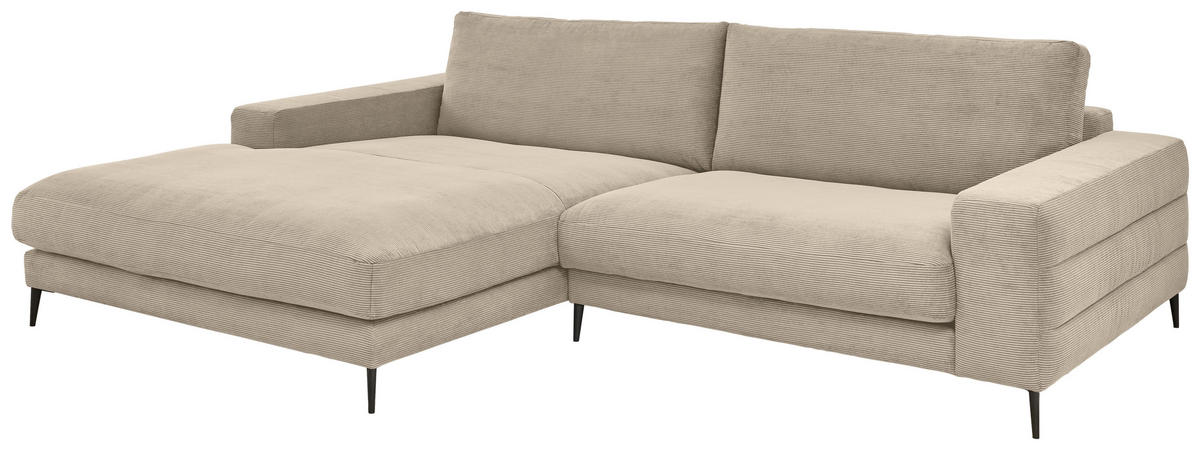 ECKSOFA in Feincord Sandfarben  207/293 cm  - Sandfarben/Schwarz, Design, Textil/Metall (207/293cm) - Dieter Knoll