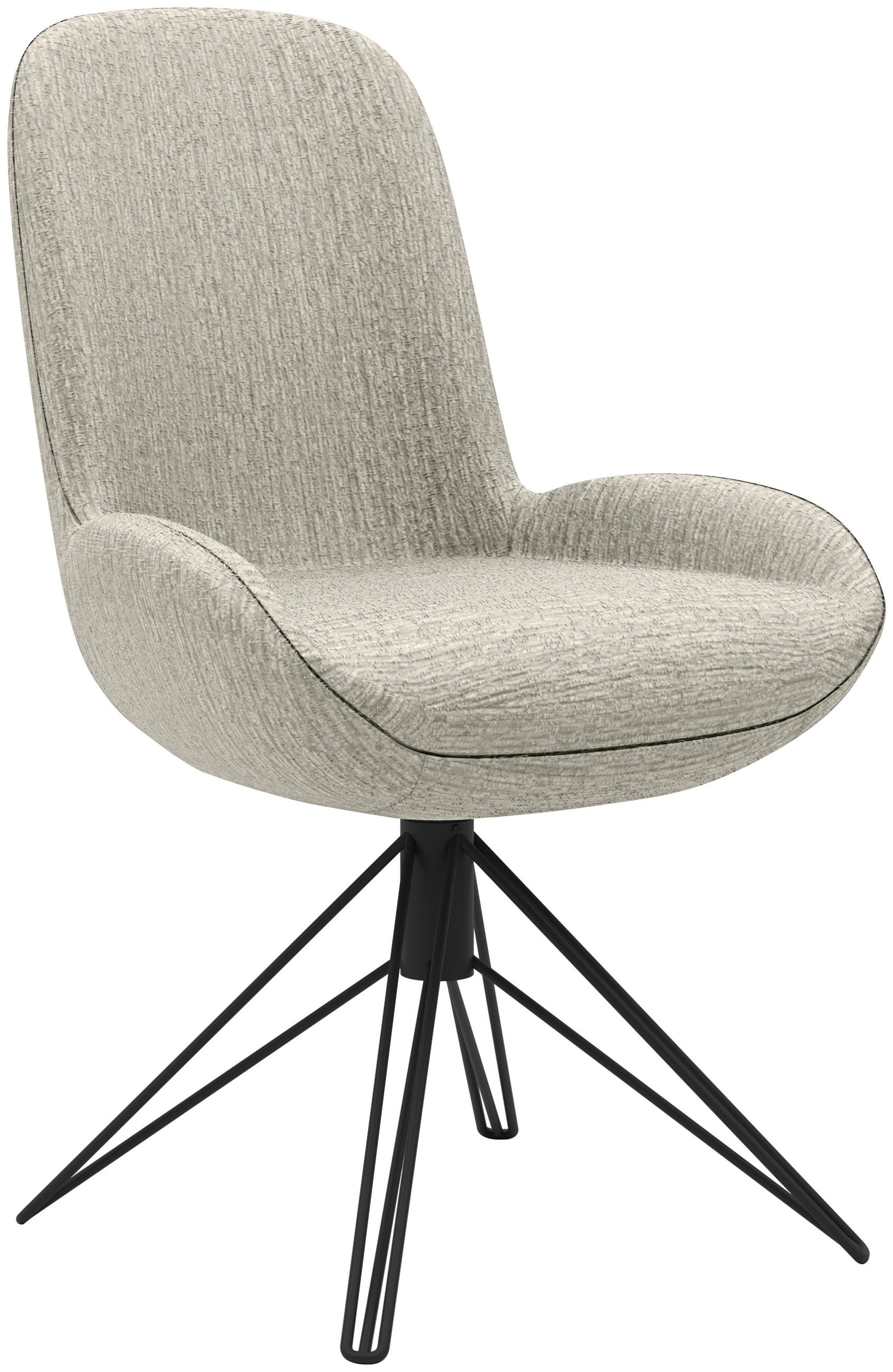 STUHL  Lederauswahl, Stoffauswahl, Typenauswahl, Sitzfläche 360° drehbar, automatische Rückholfunktion Chenille  - Hellgrau/Schwarz, Design, Textil/Metall (55/90/62cm) - Musterring