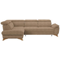 ECKSOFA in Bouclé Hellbraun  - Hellbraun/Eichefarben, Modern, Holz/Textil (212/287cm) - Valnatura