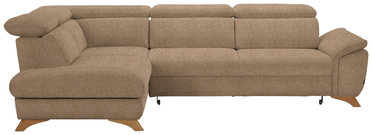 ECKSOFA in Bouclé Hellbraun  - Hellbraun/Eichefarben, Modern, Holz/Textil (212/287cm) - Valnatura