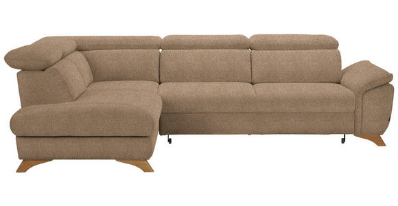 ECKSOFA in Bouclé Hellbraun  - Hellbraun/Eichefarben, MODERN, Holz/Textil (212/287cm) - Valnatura