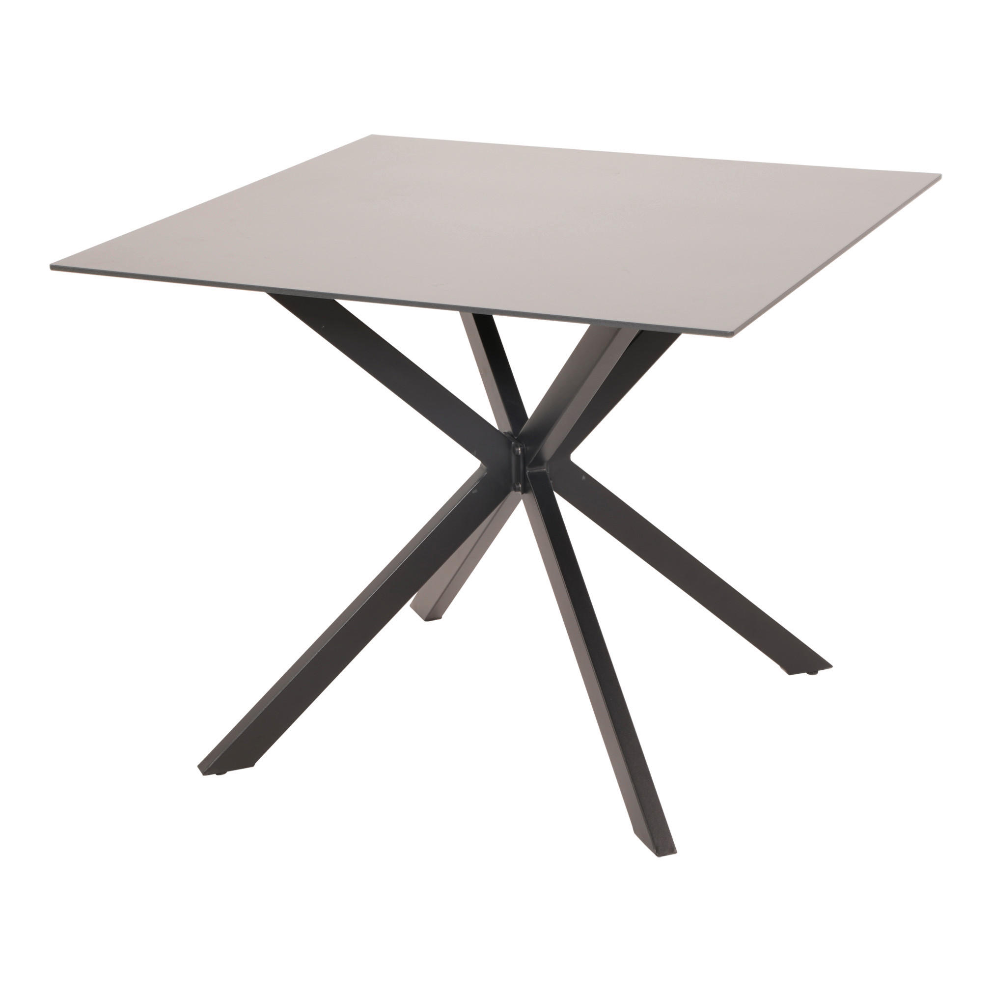 GARTENTISCH 90/90/73 cm Metall, Glas  - Schwarz/Grau, KONVENTIONELL, Glas/Metall (90/90/73cm) - Ambia Garden