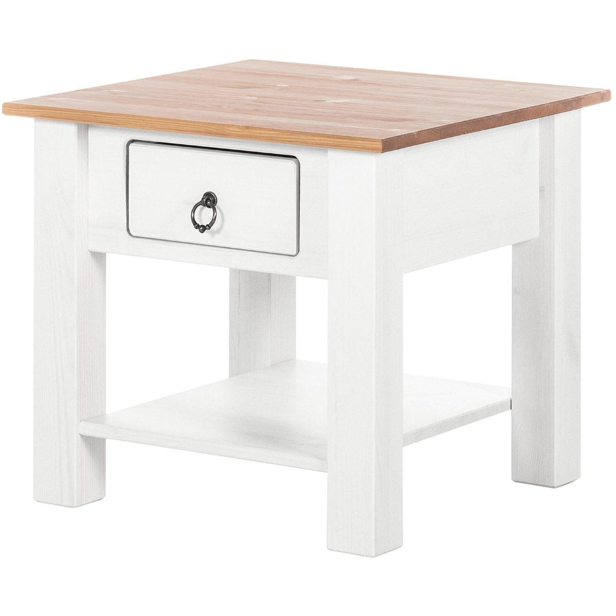 COUCHTISCH Kiefer 50/45/50 cm rechteckig Weiß, Honig  - Bronzefarben/Weiß, Design, Holz/Metall (50/45/50cm) - MID.YOU