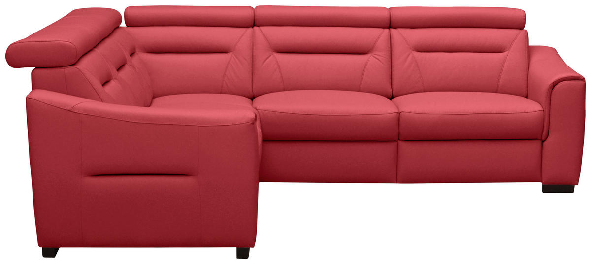 ECKSOFA Lederlook Echtleder Rot  - Wengefarben/Rot, Design, Leder/Holz (260/260cm) - Celina Home