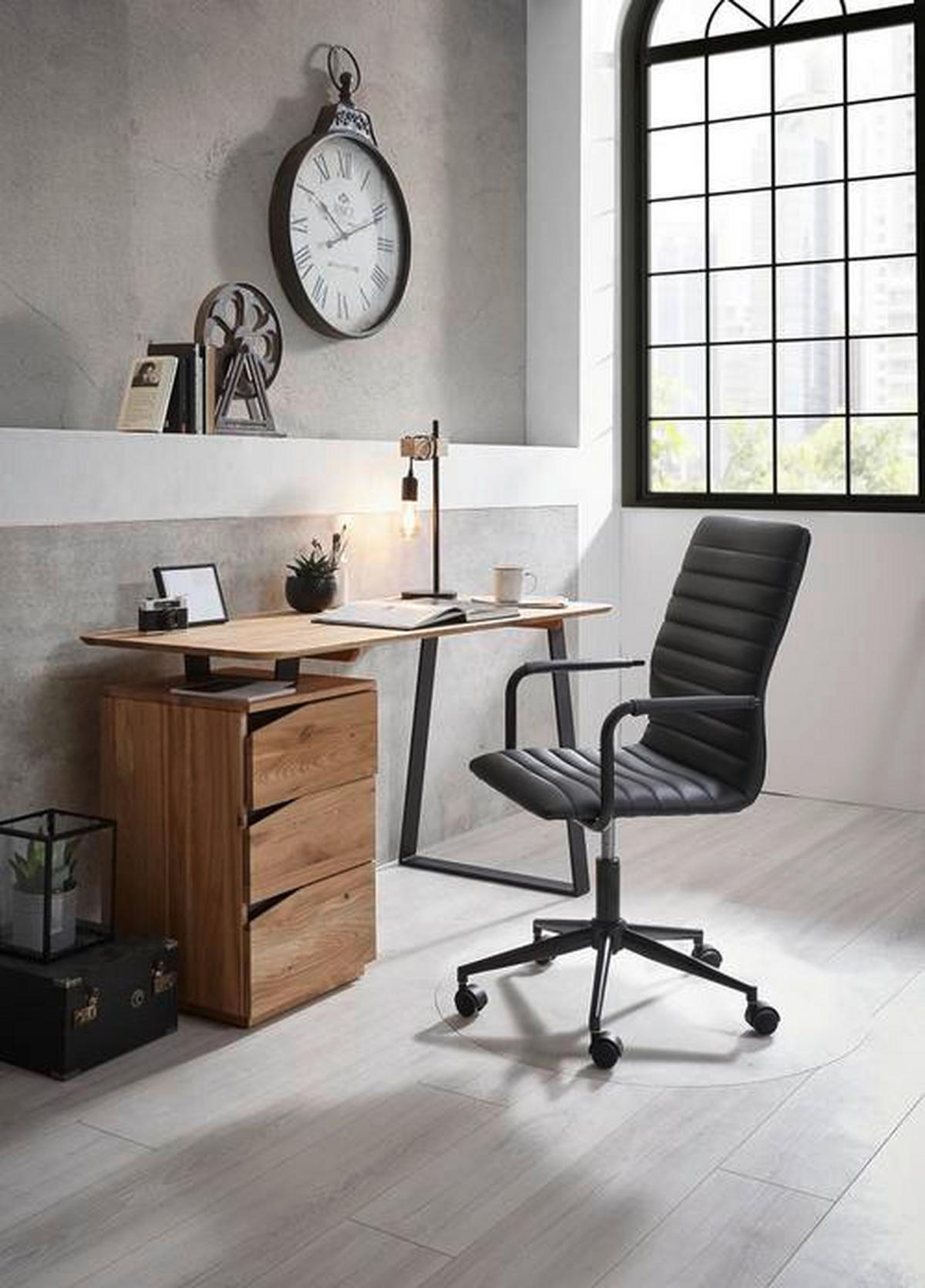 SNURRSTOL  i läderimitation svart  - svart, Modern, metall/textil (58/103/45cm) - Best Price