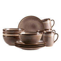 FRÜHSTÜCKSSERVICE 12-teilig 4 Personen Braun SMOKY'S  - Braun, Basics, Keramik - Mäser