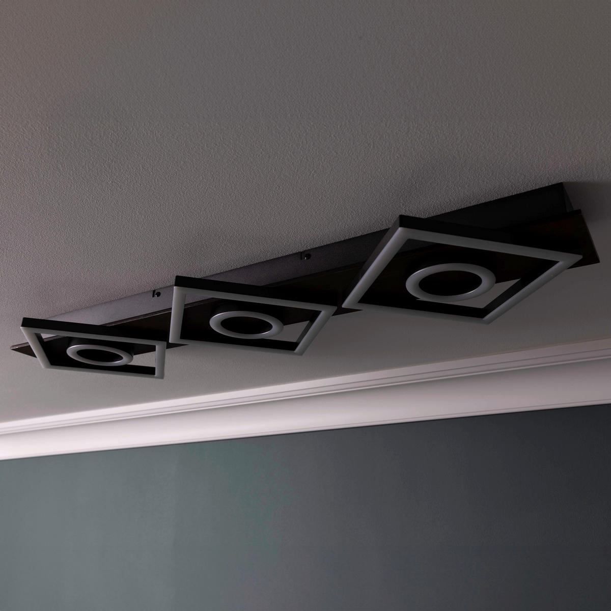 LED-DECKENLEUCHTE    88/6,5/28 cm  - Eiche dunkel/Schwarz, Design, Holz/Kunststoff (88/6,5/28cm) - Brilliant