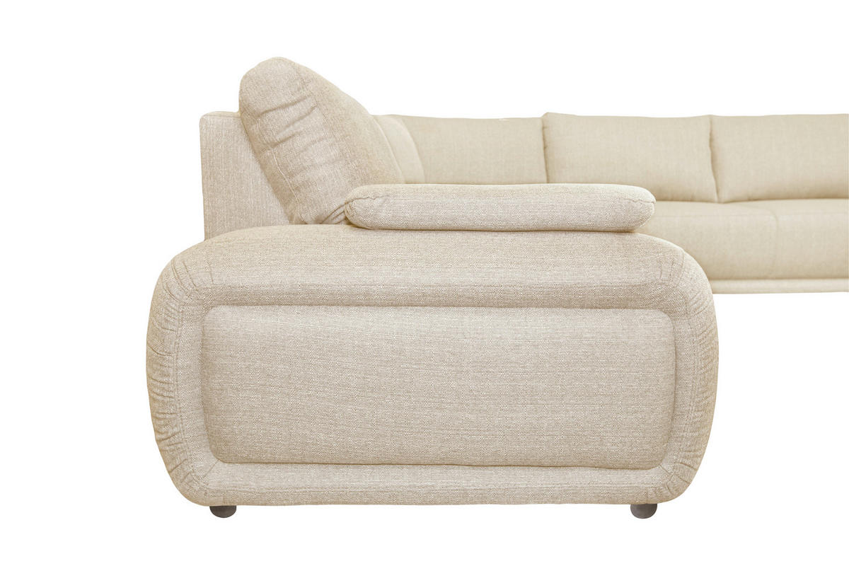 ECKSOFA Creme Struktur  - Chromfarben/Creme, KONVENTIONELL, Textil/Metall (310/280cm) - Carryhome