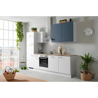 KÜCHENBLOCK 280 cm   Eichefarben, Hellgrau, Dunkelblau  - Eichefarben/Hellgrau, Basics, Holzwerkstoff/Metall (280cm) - Impuls