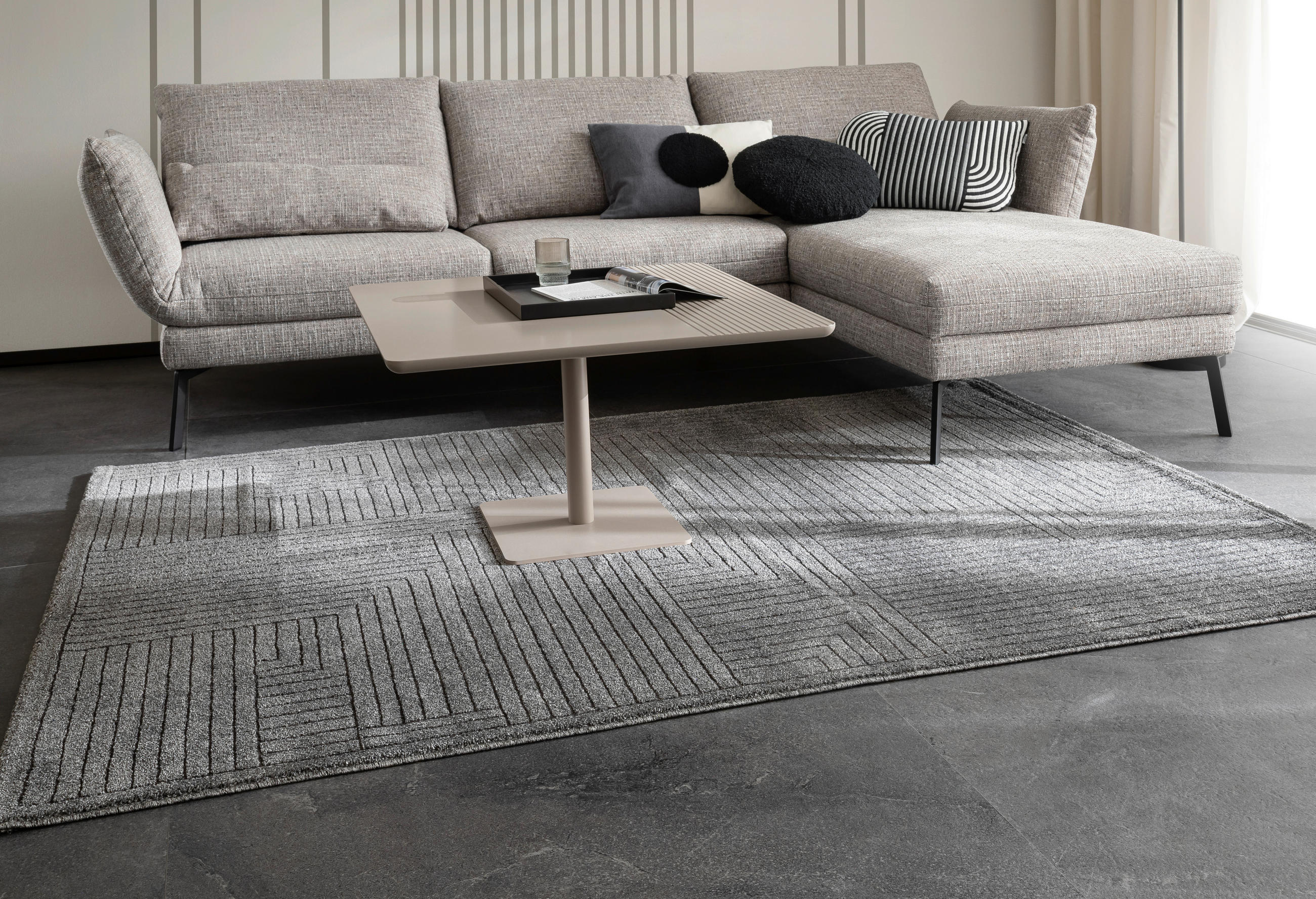 WEBTEPPICH 133/190 cm Pure Design Anthrazit  - Anthrazit, Basics, Textil (133/190cm) - Schöner Wohnen