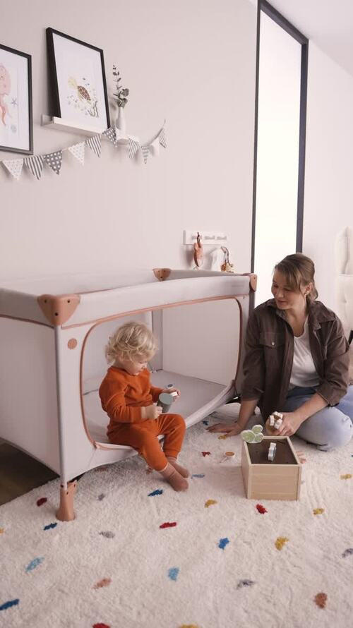 REISEBETT Dream N Play Plus   - Greige/Koralle, Basics, Kunststoff/Textil (65/76/125cm) - Hauck