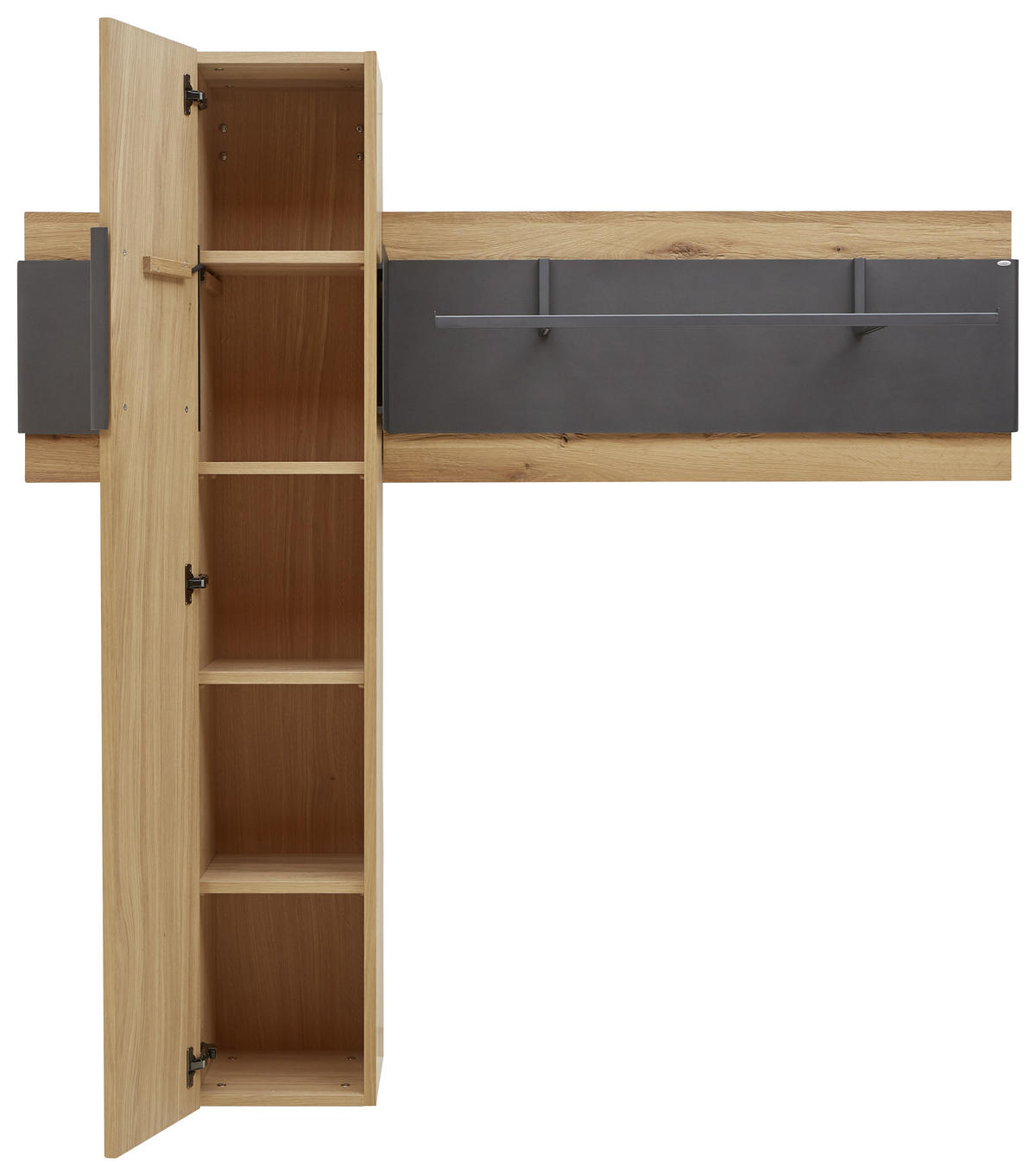 GARDEROBE 2-teilig  in 178/176/39 cm  - Eichefarben/Anthrazit, Natur, Holz/Metall (178/176/39cm) - Voglauer