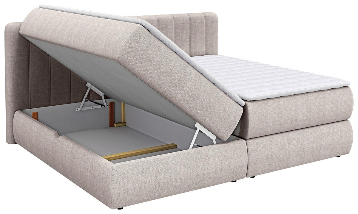 BOXSPRINGBETT 240/200 cm  in Taupe  - Taupe/Schwarz, Design, Kunststoff/Textil (240/200cm) - Chameo