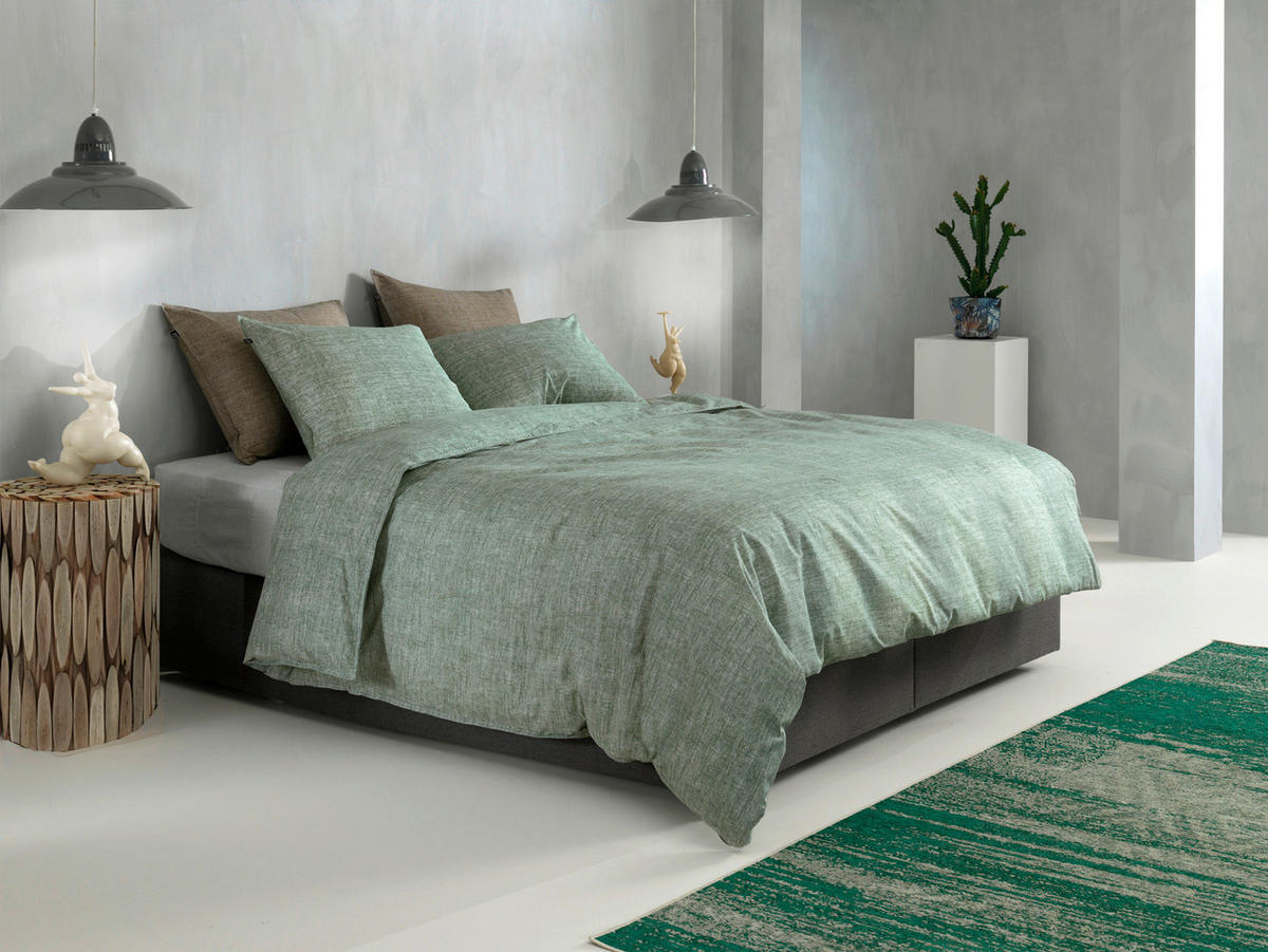 BETTWÄSCHE Lino Renforcé 155/220 cm  - Olivgrün, Basics, Textil (155/220cm)