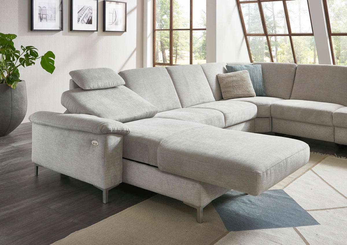 WOHNLANDSCHAFT in Chenille Silberfarben, Hellgrau  - Silberfarben/Hellgrau, Design, Textil/Metall (265/333/170cm) - Dieter Knoll