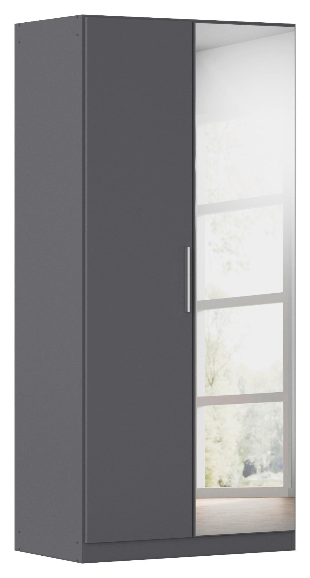 DREHTÜRENSCHRANK in Grau  - Alufarben/Grau, KONVENTIONELL, Glas/Holzwerkstoff (91/197/54cm) - home24