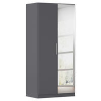 DREHTÜRENSCHRANK 91/197/54 cm,  in Grau, 2 Tür(en)  - Alufarben/Grau, KONVENTIONELL, Glas/Holzwerkstoff (91/197/54cm) - home24
