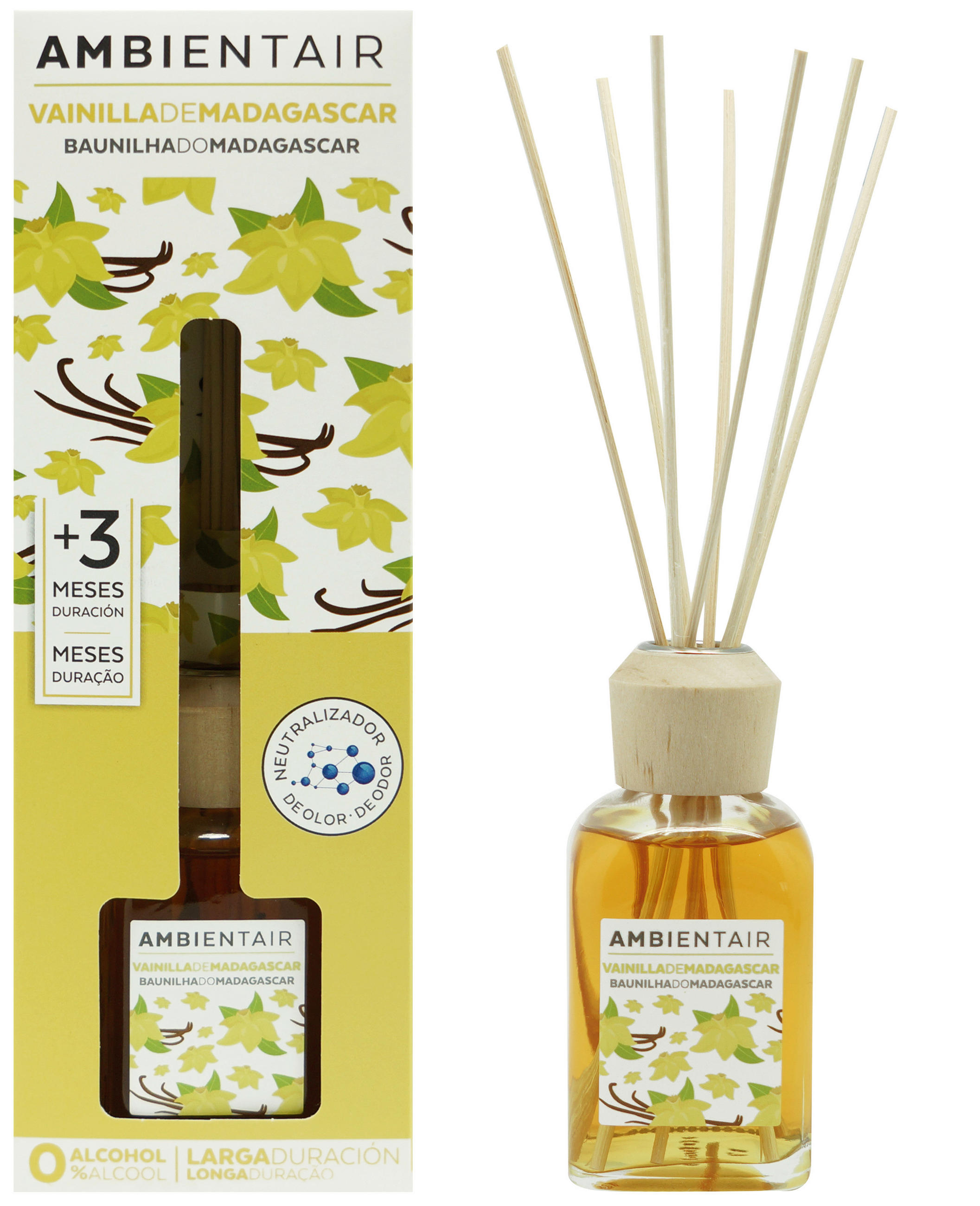 Difuzor  100 ml  - višebojna, Osnovno, staklo/drvo (100ml) - Ambientair