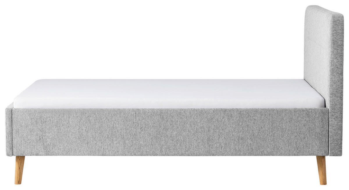 POLSTERBETT 140/200 cm, inkl.  in Grau  - Eichefarben/Grau, Basics, Holz/Textil (140/200cm) - Boxxx