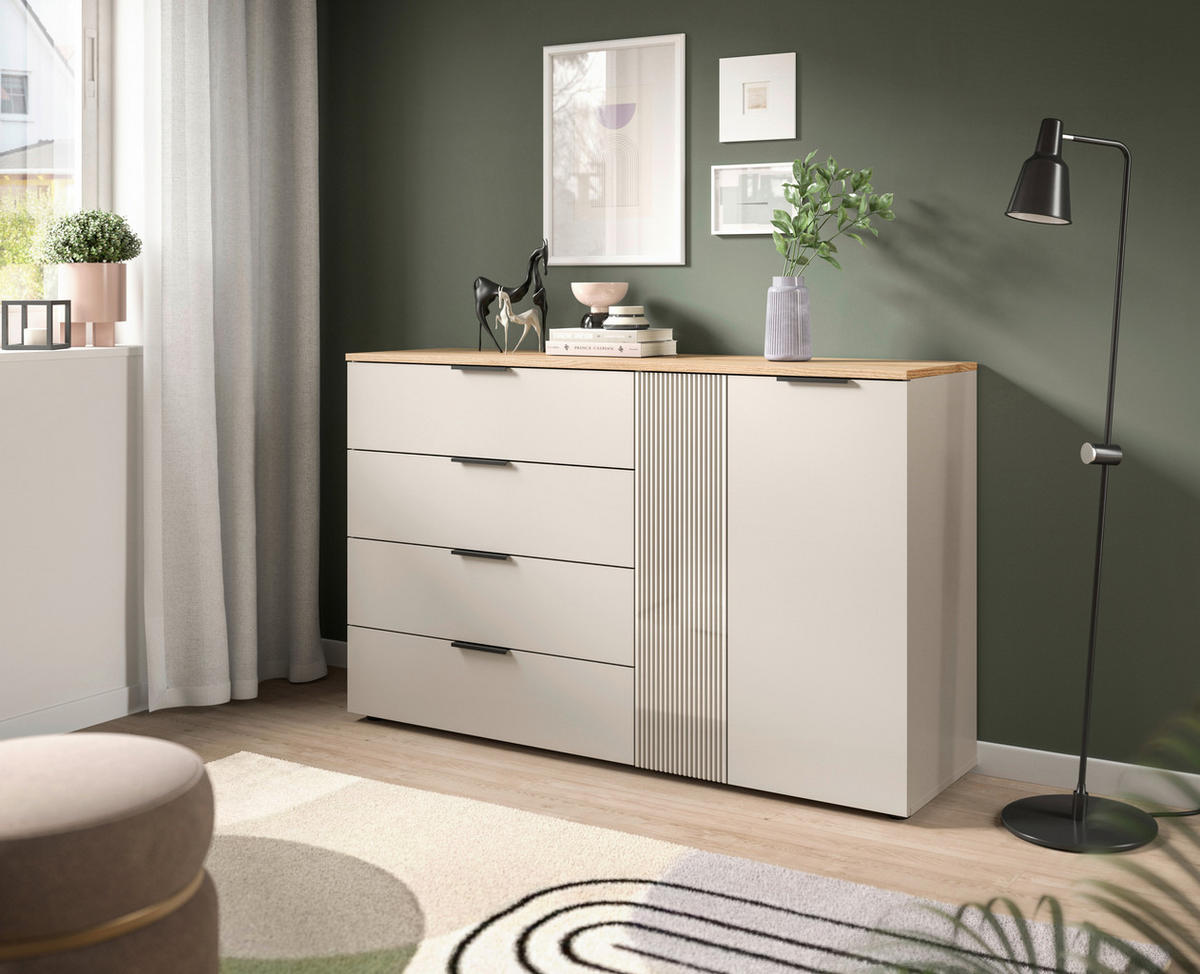 SIDEBOARD  140/86/38 cm 4 låda(or)  - svart/kashmir, Design, trämaterial/plast (140/86/38cm) - MID.YOU