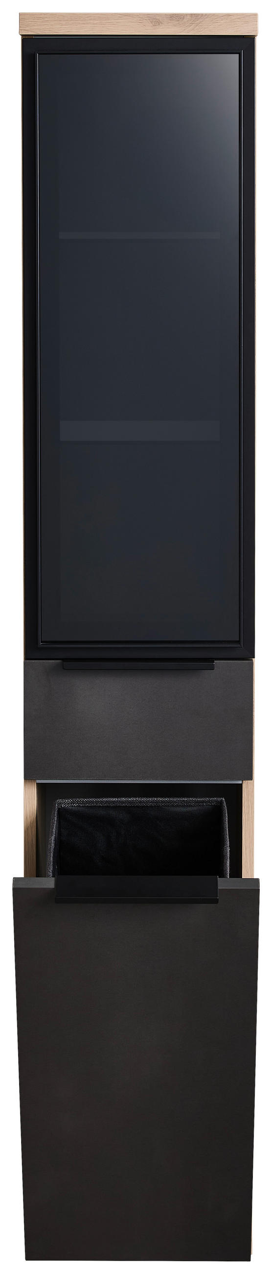 HOCHSCHRANK 30,0/160,0/30,0 cm  - Eichefarben/Anthrazit, KONVENTIONELL, Glas/Holzwerkstoff (30,0/160,0/30,0cm) - Dieter Knoll