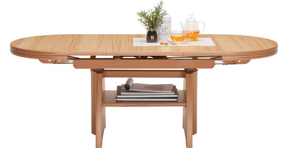 COUCHTISCH Wildeiche furniert 125-165,5/71/56-75 cm oval Wildeiche  - Wildeiche, KONVENTIONELL, Holzwerkstoff/Metall (125-165,5/71/56-75cm) - Venda