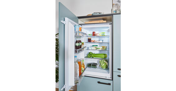 ECKKÜCHE 305/185 cm in Eichefarben, Pastellblau - Pastellblau/Eichefarben, Design, Holzwerkstoff/Metall (305/185cm) - Xora