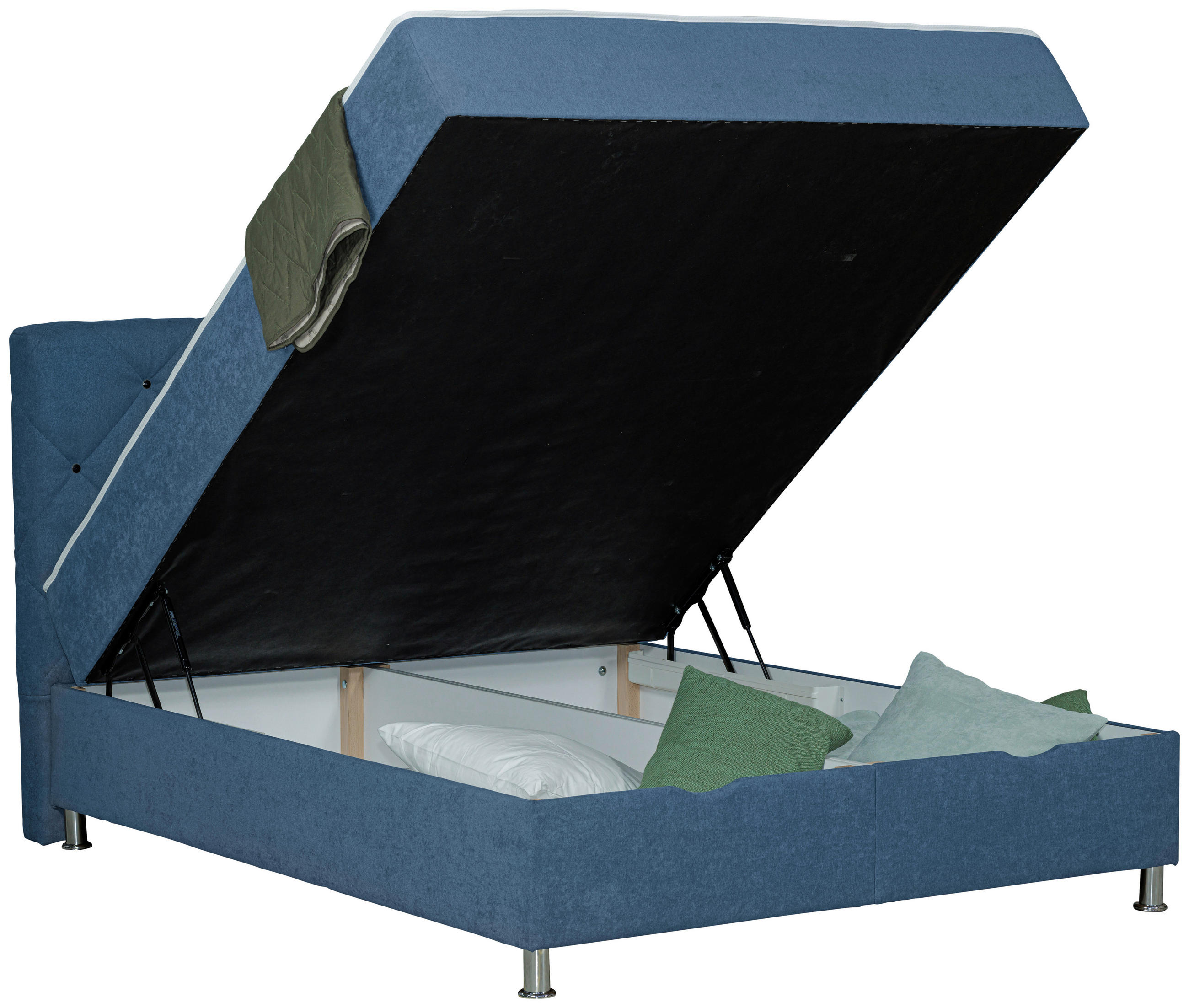 BOXBETT 160/200 cm  in Blau  - Chromfarben/Blau, Design, Kunststoff/Textil (160/200cm) - Boxxx