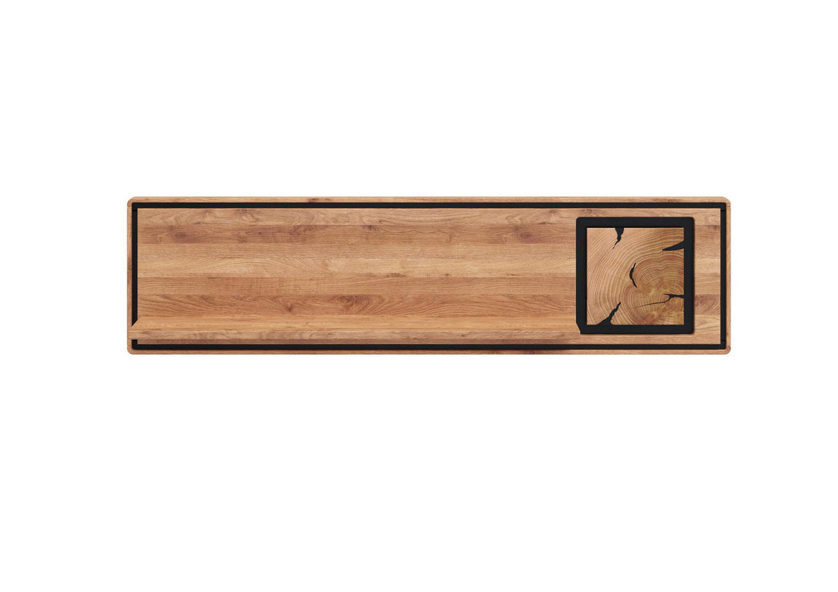 WANDBOARD Holz Wildeiche massiv Schwarz, Wildeiche  - Wildeiche/Schwarz, Basics, Holz (140/33/22cm) - Livetastic