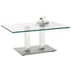 COUCHTISCH Metall, Glas 110/70/46-65 cm  - Weiss/Edelstahlfarben, Design, Glas/Kunststoff (110/70/46-65cm)