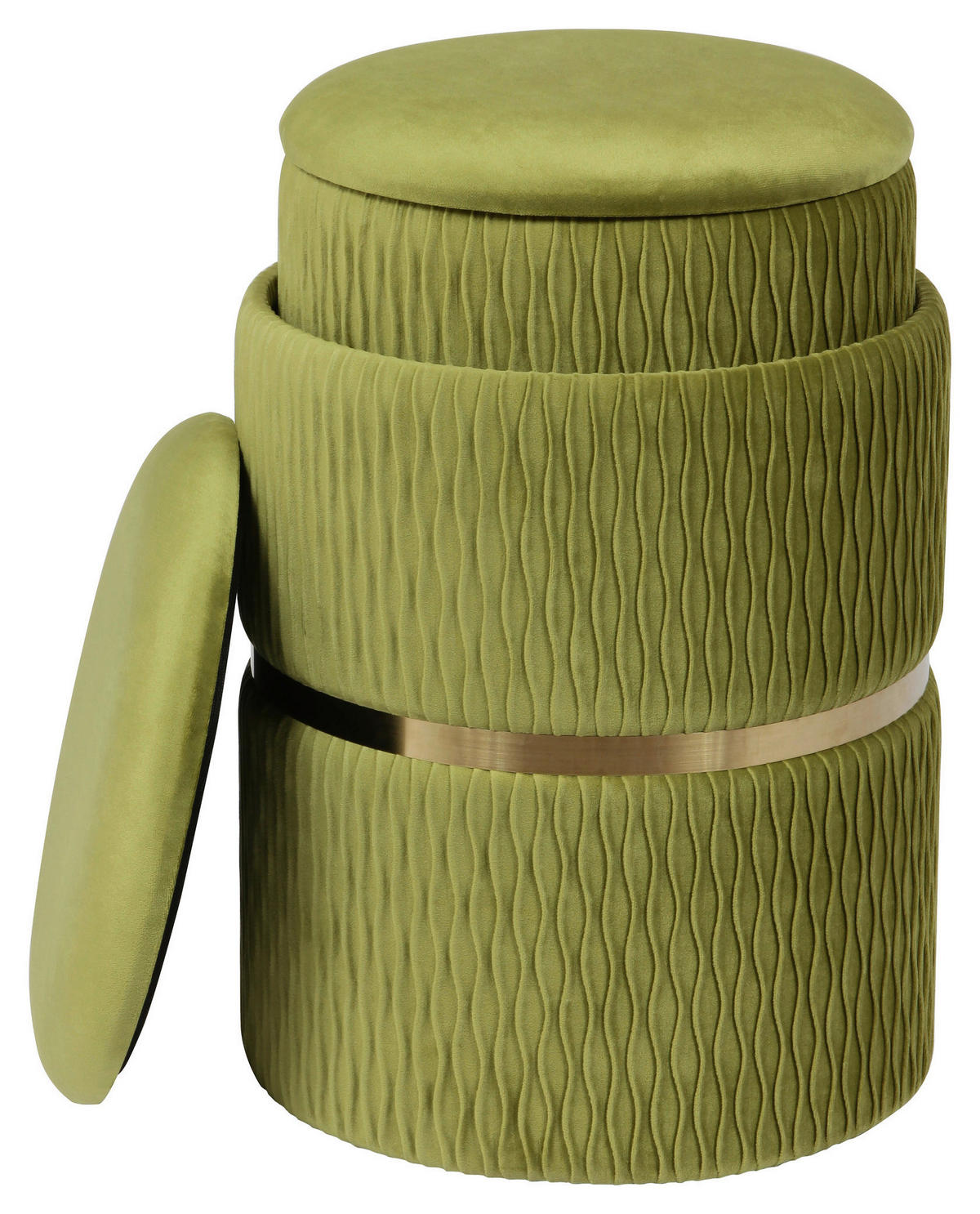 SADA TABURETŮ,  - zelená/barvy zlata, Konvenční, kov/textil (31,5+36cm) - MID.YOU