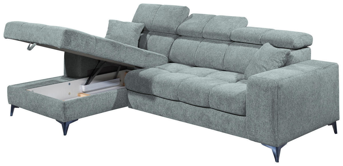 KUTNA GARNITURA tekstil  svijetlo plava   - crna/svijetlo plava, Konvencionalno, tekstil/plastika (172/268cm) - MID.YOU