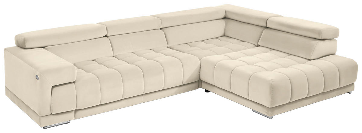 ECKSOFA Naturfarben, Beige Mikrofaser  - Chromfarben/Beige, Design, Textil/Metall (326/222cm) - Beldomo Speed