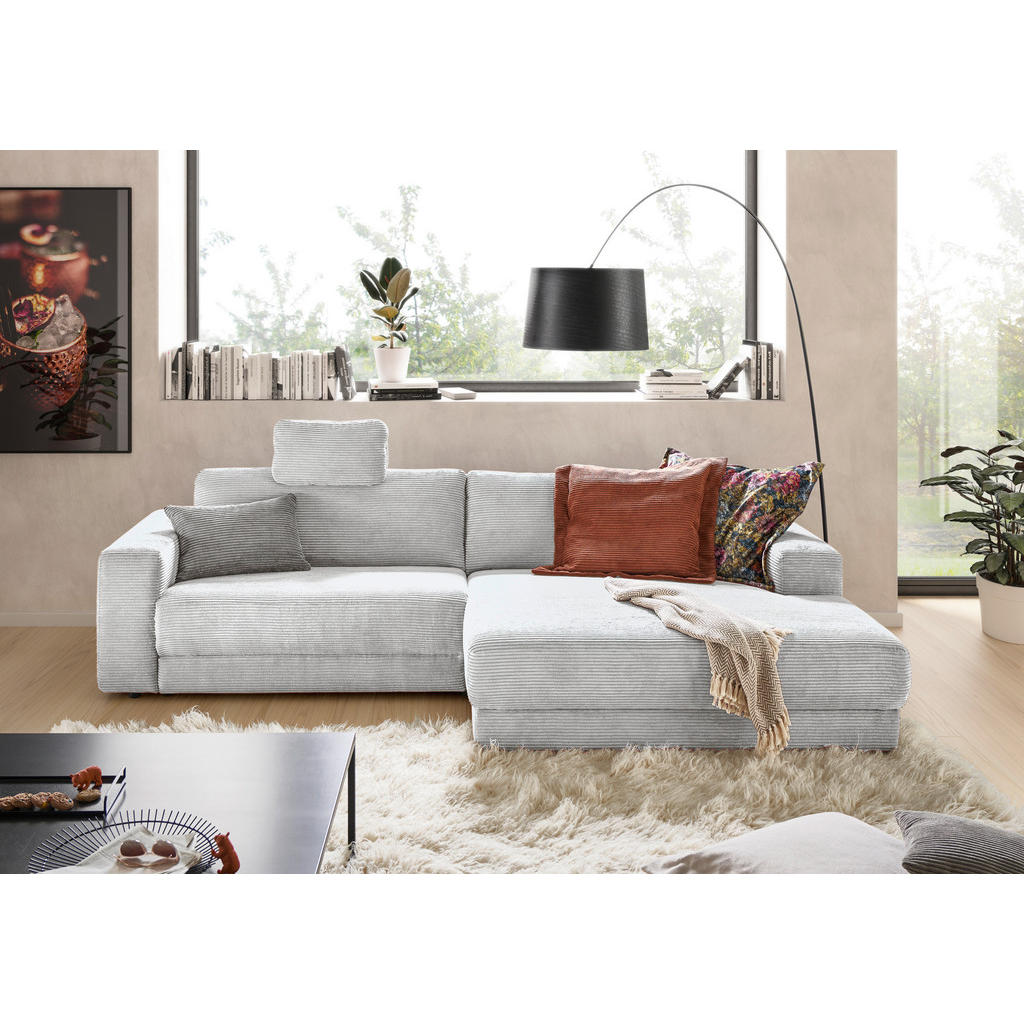 Thumbnail - Pure Home Lifestyle Ecksofa, Grau, Textil, 4-Sitzer, Ottomane rechts, L-Form, 296x168 cm, Blauer Engel, Goldenes M, Oeko...