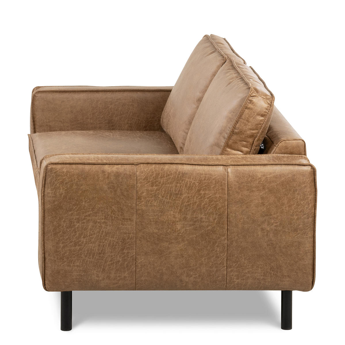 3-SITZER-SOFA Echtleder Lederlook Beige  - Beige/Schwarz, Design, Leder/Textil (188/85/92cm) - Livetastic