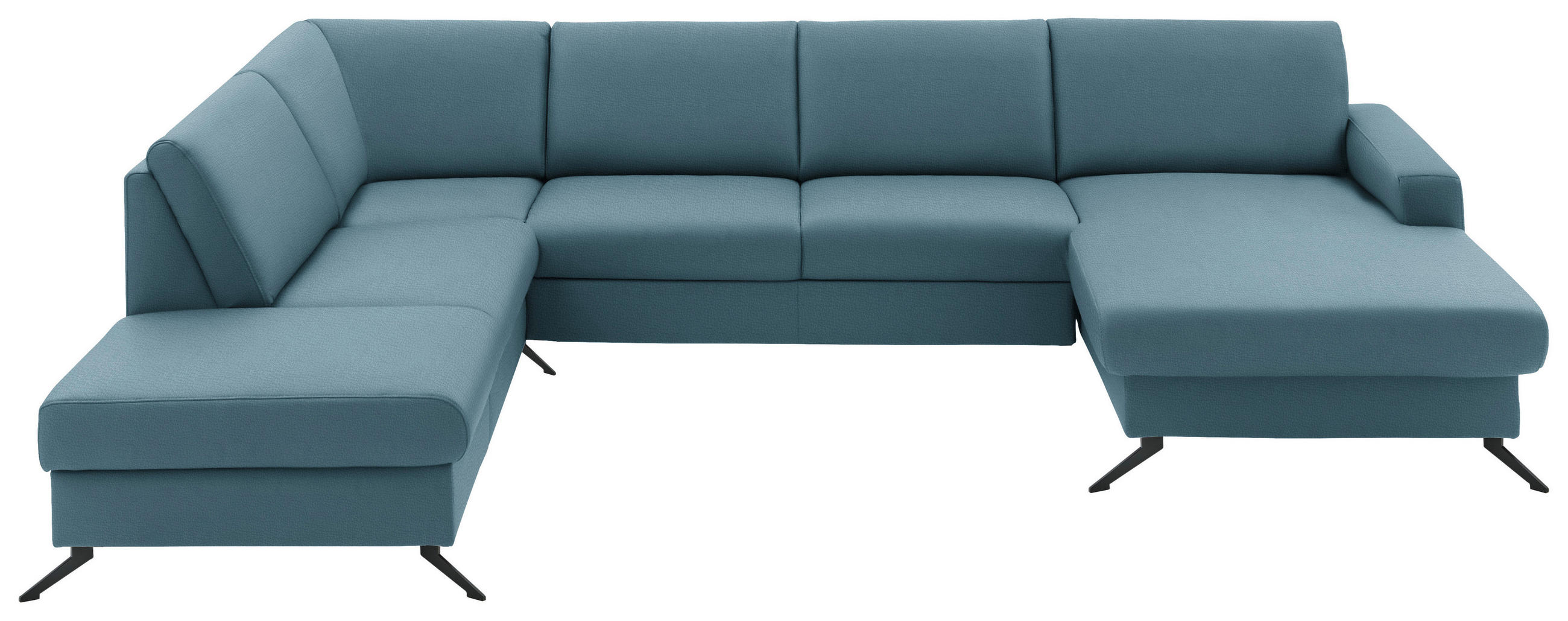 WOHNLANDSCHAFT in Echtleder Blau  - Blau/Schwarz, Design, Leder/Metall (233/339/165cm) - Beldomo Premium