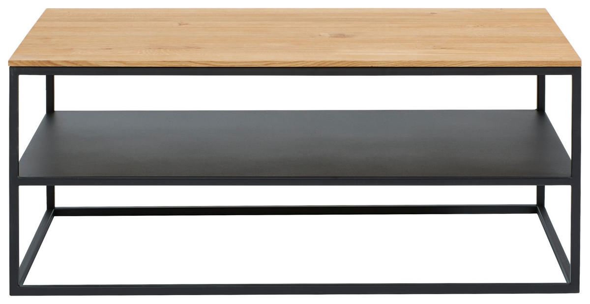 COUCHTISCH in Holz, Metall 100/60/41,5 cm  - Eichefarben/Schwarz, Design, Holz/Metall (100/60/41,5cm) - Johann Jakob