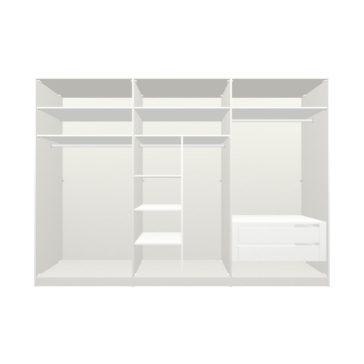 DREHTÜRENSCHRANK 303/215/59 cm 6-türig Weiß  - Chromfarben/Weiß, Design, Glas/Holzwerkstoff (303/215/59cm) - Boxxx