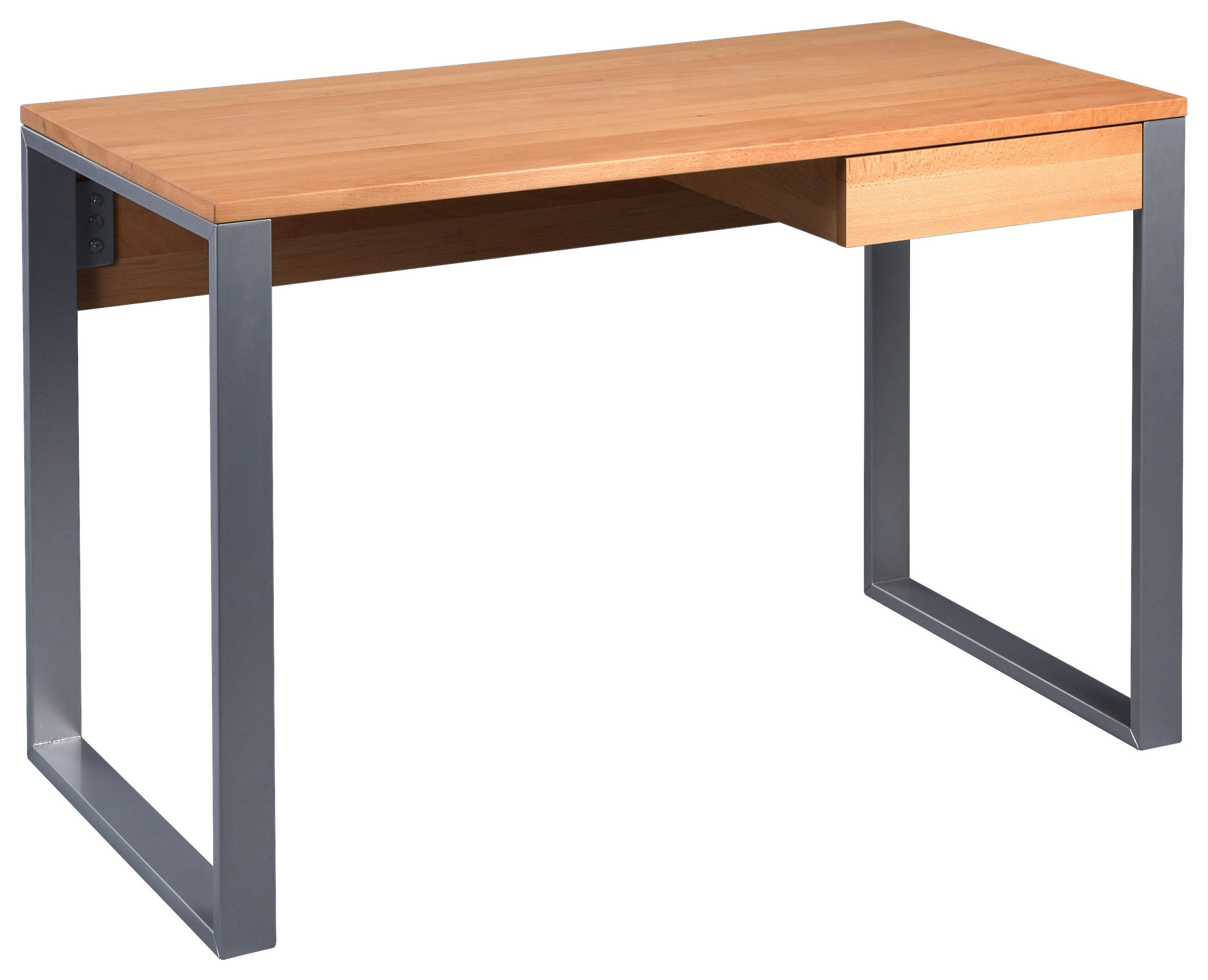 SCHREIBTISCH 120/60/75 cm Schwarz, Kernbuche Stauraum  - Schwarz/Kernbuche, Natur, Holz/Metall (120/60/75cm) - Livetastic