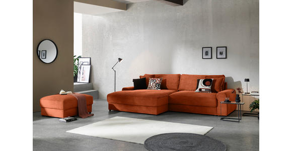 ECKSOFA in Cord Terracotta  - Terracotta/Schwarz, MODERN, Kunststoff/Textil (180/300cm) - Carryhome