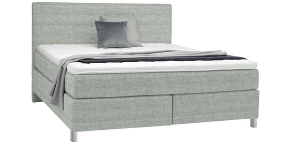 BOXSPRINGBETT 180/200 cm in Hellgrau - Chromfarben/Hellgrau, KONVENTIONELL, Kunststoff/Textil (180/200cm) - Voleo