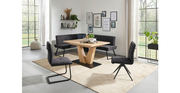 ECKBANK 134/169 cm  in Anthrazit, Schwarz  - Anthrazit/Schwarz, Design, Textil/Metall (134/169cm) - Dieter Knoll