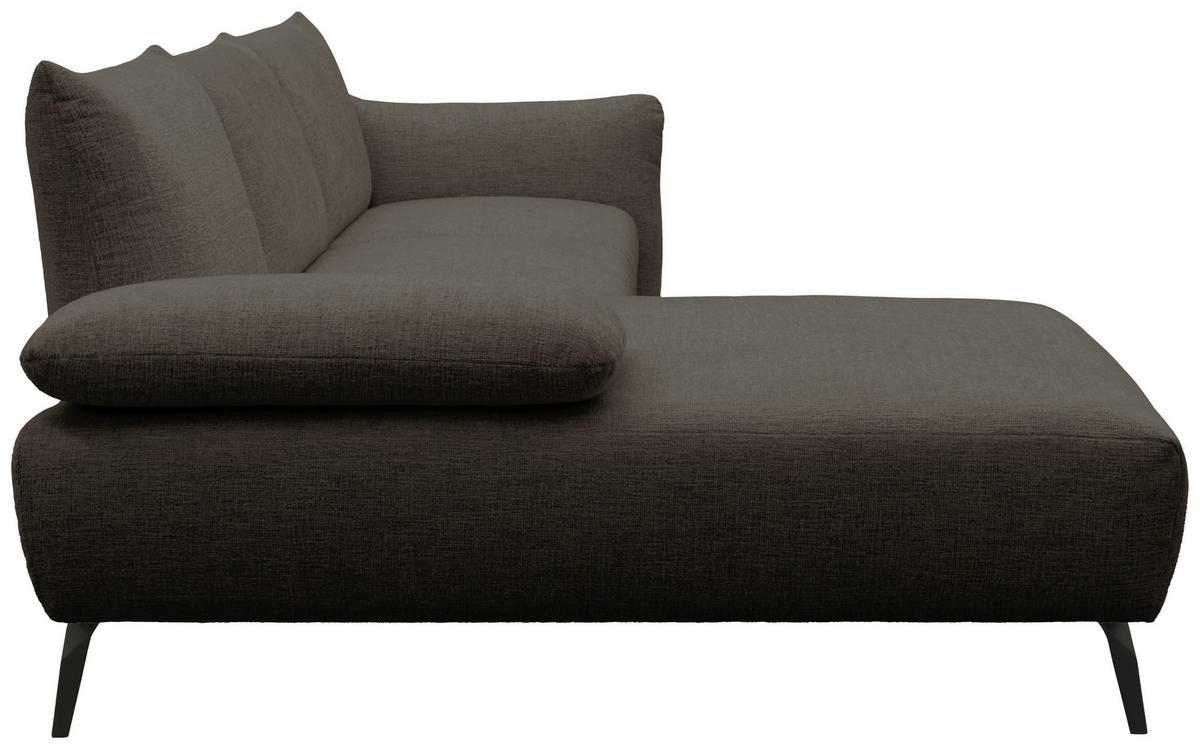 ECKSOFA 200 030 Dunkelbraun Chenille  - Beige/Dunkelbraun, MODERN, Textil/Metall (155/274cm) - Livetastic