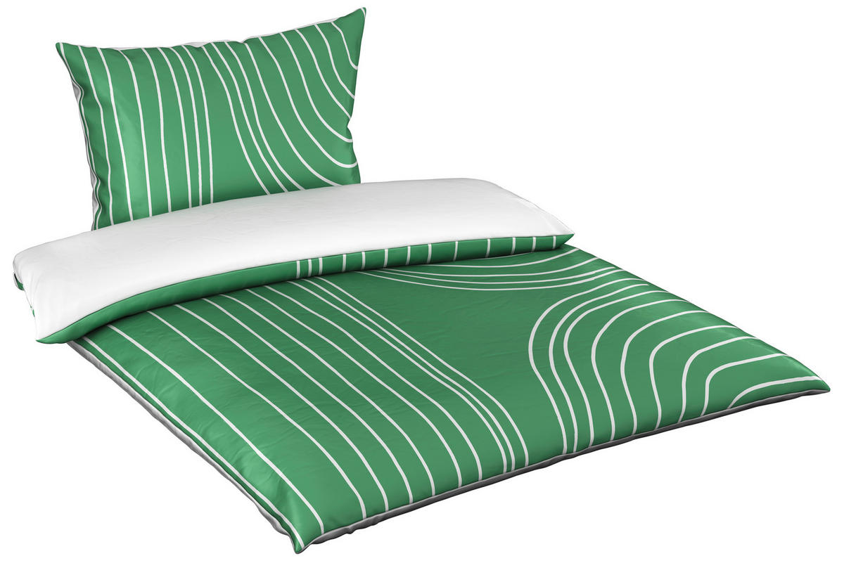 OBOJESTRANSKA POSTELJNINA EMERALD 140/200 cm saten žadasto zelena  - žadasto zelena, Konvencionalno, tekstil (140/200cm) - Esposa