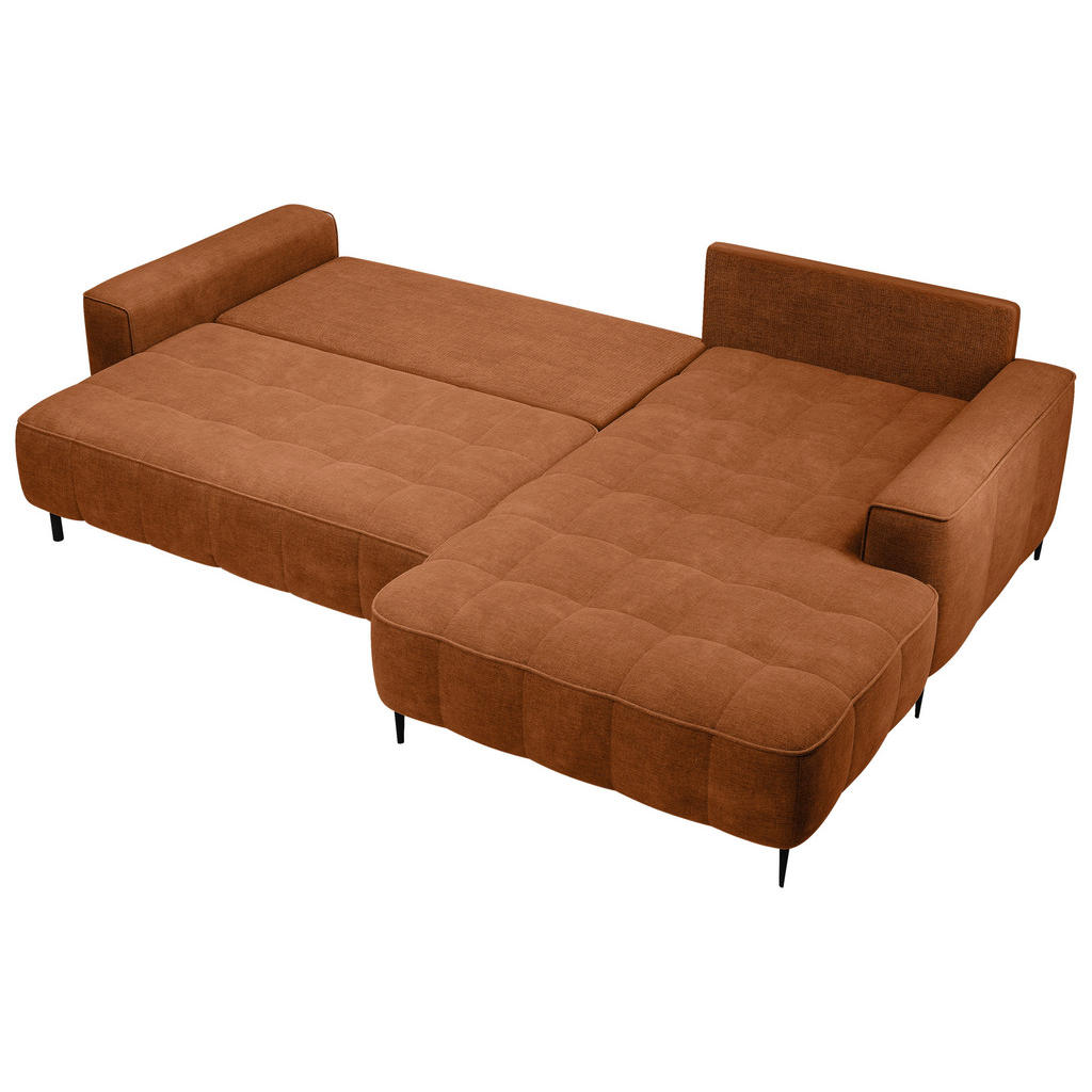 Thumbnail - Livetastic Eckschlafsofa Florence, Cognac, Textil, 3-Sitzer, Füllung: Polyurethan (Pur), Silikon, 280x166 cm, Made in EU...